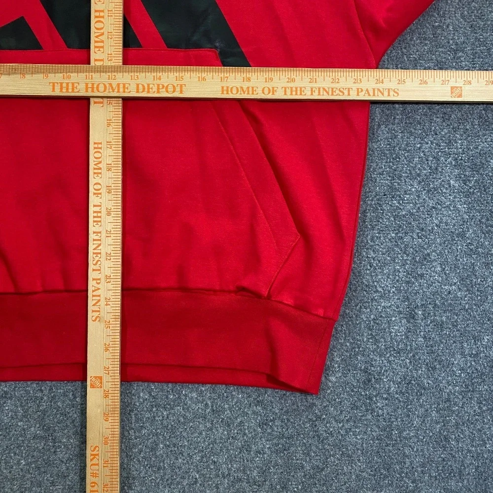 Adidas Trefoil Big Logo Sweatshirt Hoodie Adult Large Red Black  Fleece Pullover